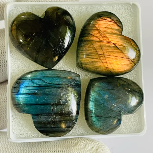 Natural Multi Flashy Labradorite Heart shape wholesale lot gemstone cabochon for jewelry making stone, Heart Shape Labradorite loose stone