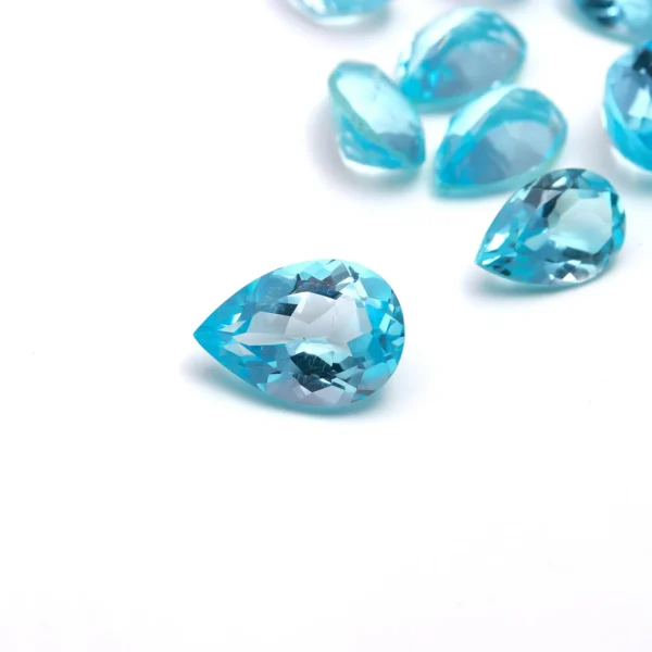 Natural Swiss Blue Topaz Faceted Pear cut Certified Gemstone For making beautiful Jewelry